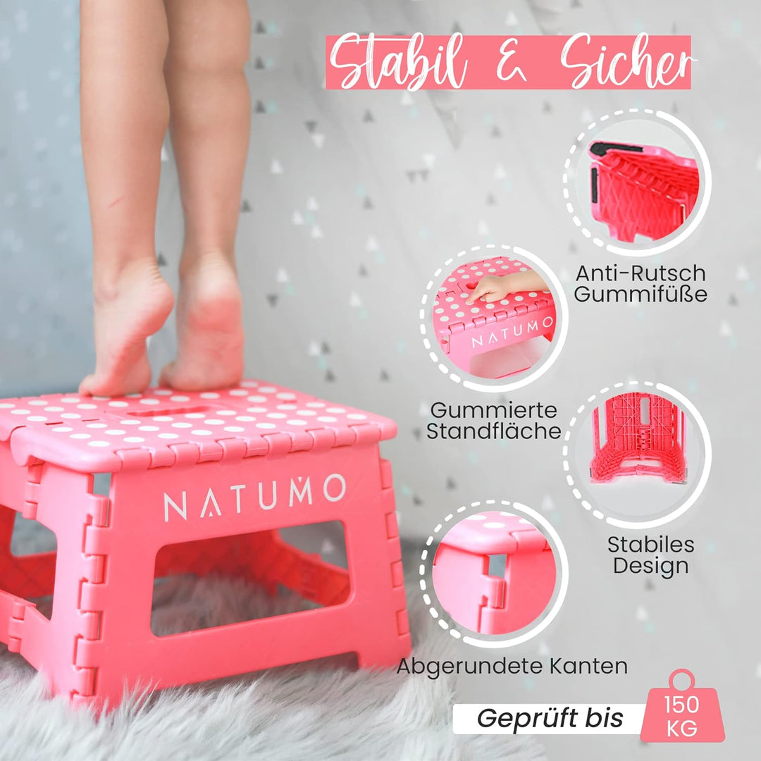 NATUMO® Tritthocker Kinder, Klapphocker faltbar, Leichter und Rutschfester Kinder Hocker Bad & Toile