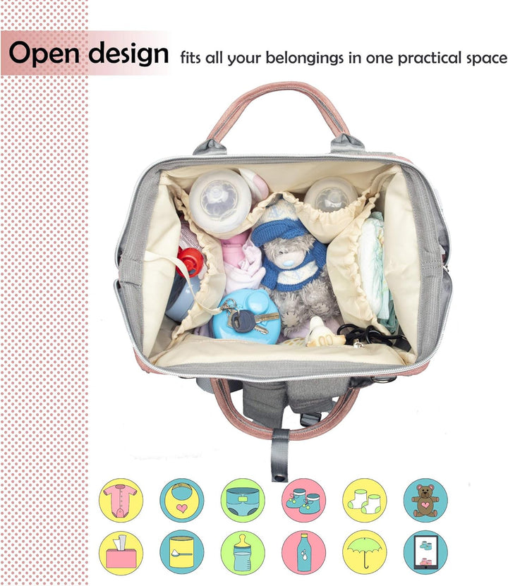 Baby Wickelrucksack, Babytasche für Reise, Wickeltasche Grosse Kapazität, Multifach Reise Rucksack W
