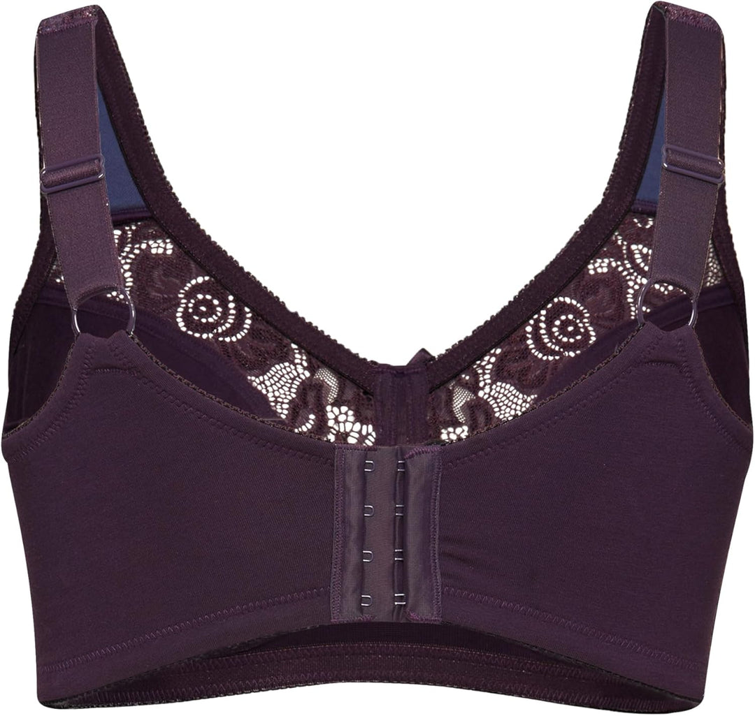 Ulla Popken Damen Entlastungs, Spitze, Ohne Bügel, Cup C-e BH, 90D Aubergine