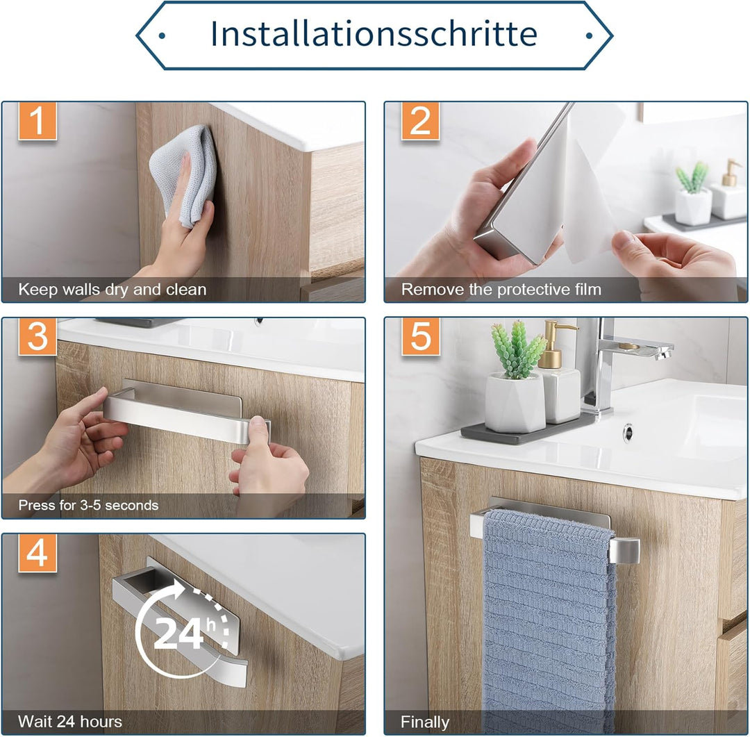 OETAMS Handtuchhalter Ohne Bohren, 304 Edelstahl Handtuchstange Selbstklebend, Einarmig Badetuchhalt