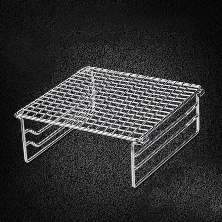 Grill-Warmhalterost aus robustem Edelstahl, tragbarer Grillrost mit Beinen für Outdoor, Rucksackreis