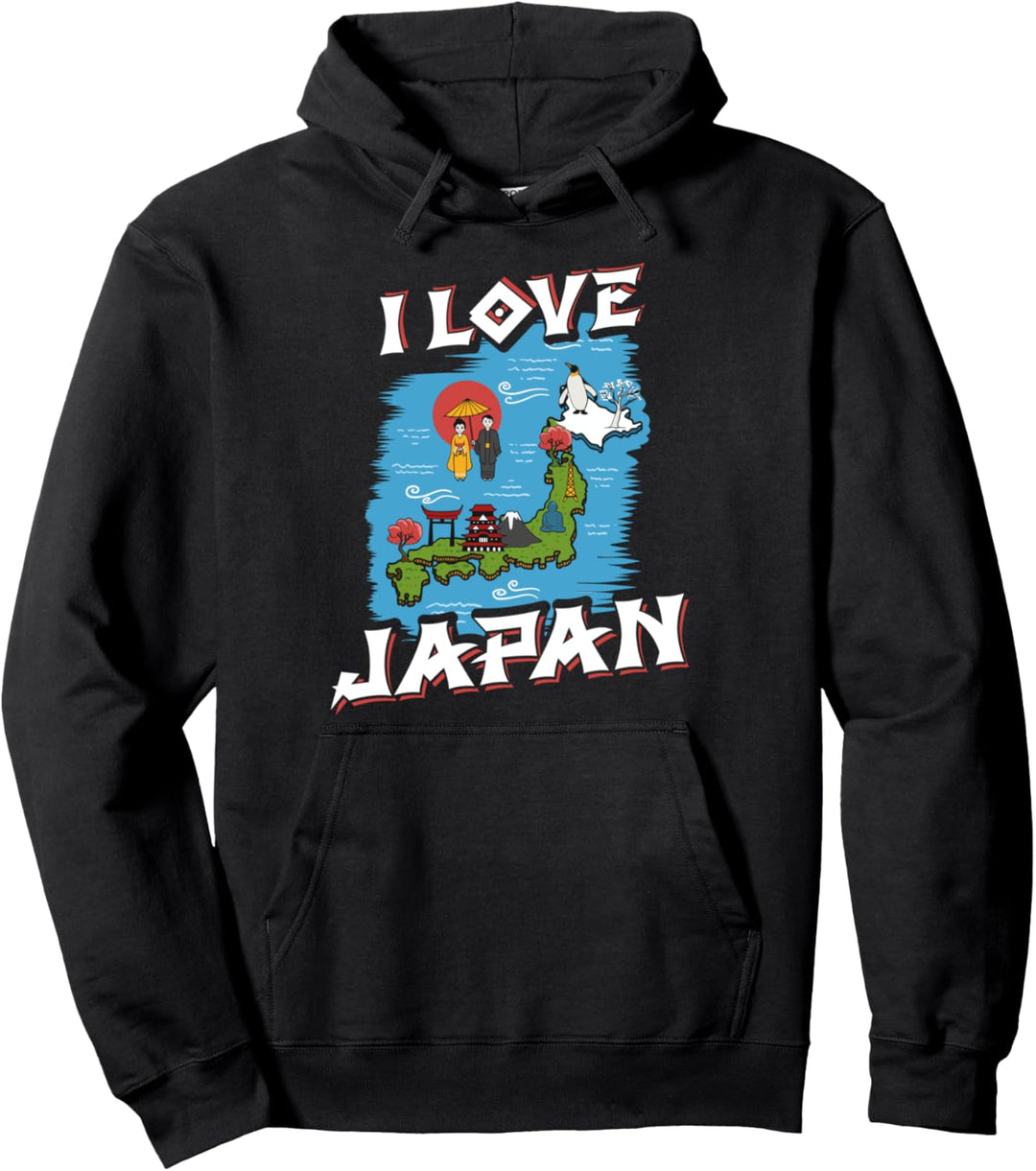 I Love Japan Karte Japanische Kultur Pullover Hoodie