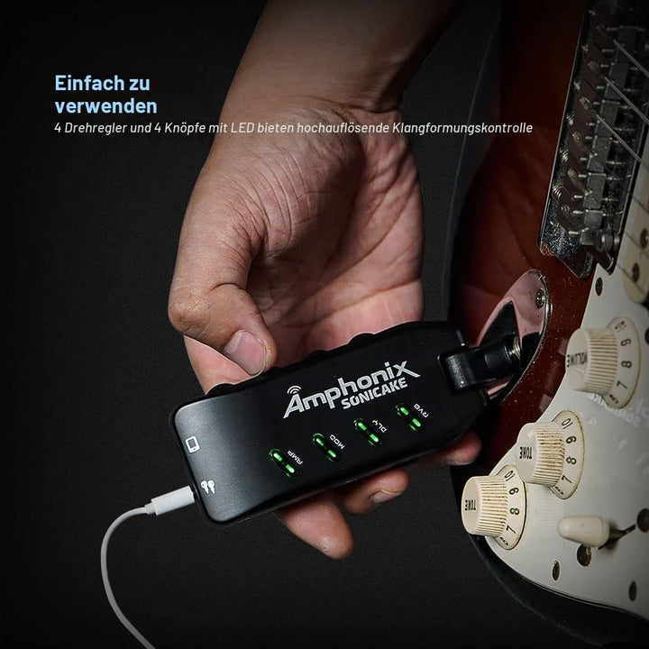 SONICAKE Mini Gitarre Kopfhörer Verstärker Bluetooth Multi-Effekte Plug-In USB aufladbar Portable Am