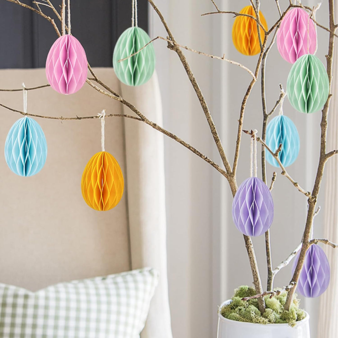 Ostereier zum AufhäNgen 13 StüCk Bunte Ostereier Deko Dickes Papier Bienenwabe Eier Dekoration mit S