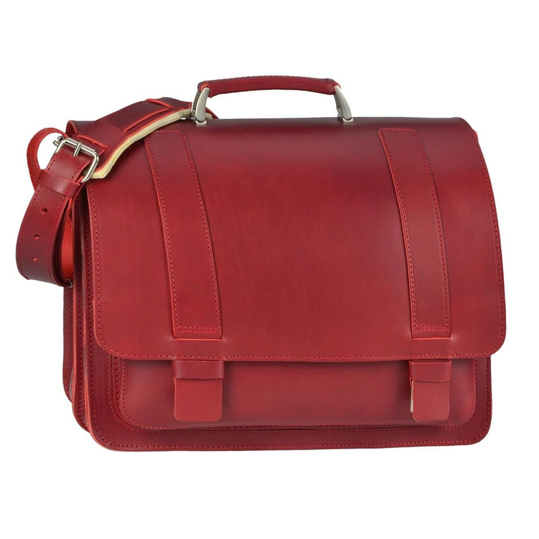 Ruitertassen Lehrertasche Leder rot Damen Herren Schultasche Aktentasche 40cm 2 Fächer