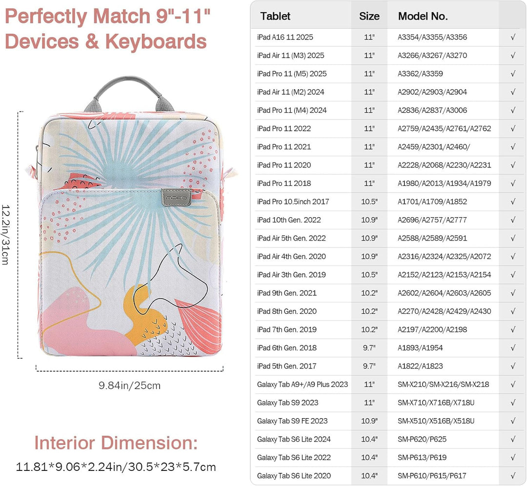 MoKo 9-11" Tablet Tasche Hülle, Tragetasche für iPad Pro 11 M2 2022-2018/iPad 10. 10,9 2022/iPad Air