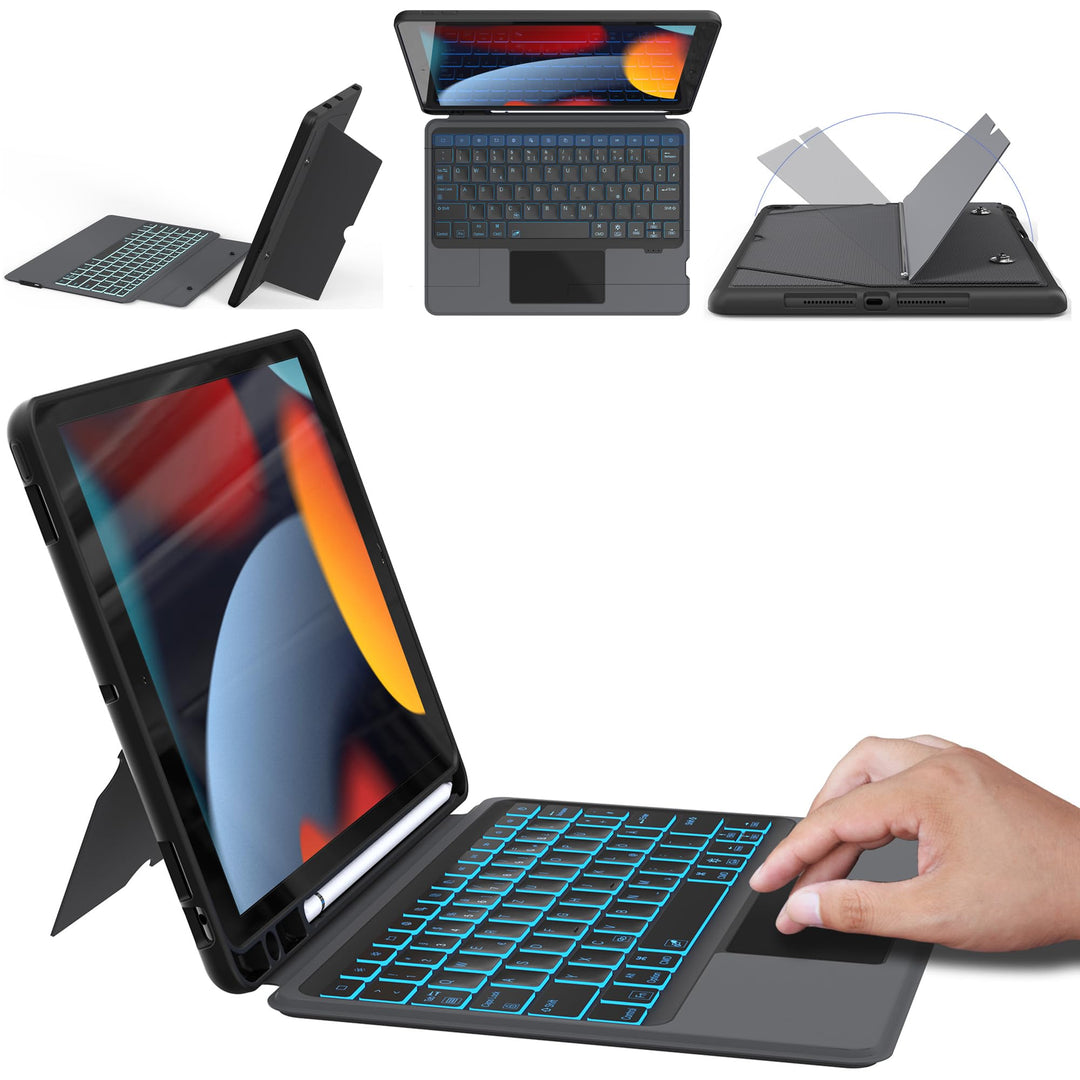 ROOFEI Tastatur Hülle für iPad 10.2 Zoll (9/8/7 Generation - 2021/2020/2019), iPad Air 3 & iPad Pro