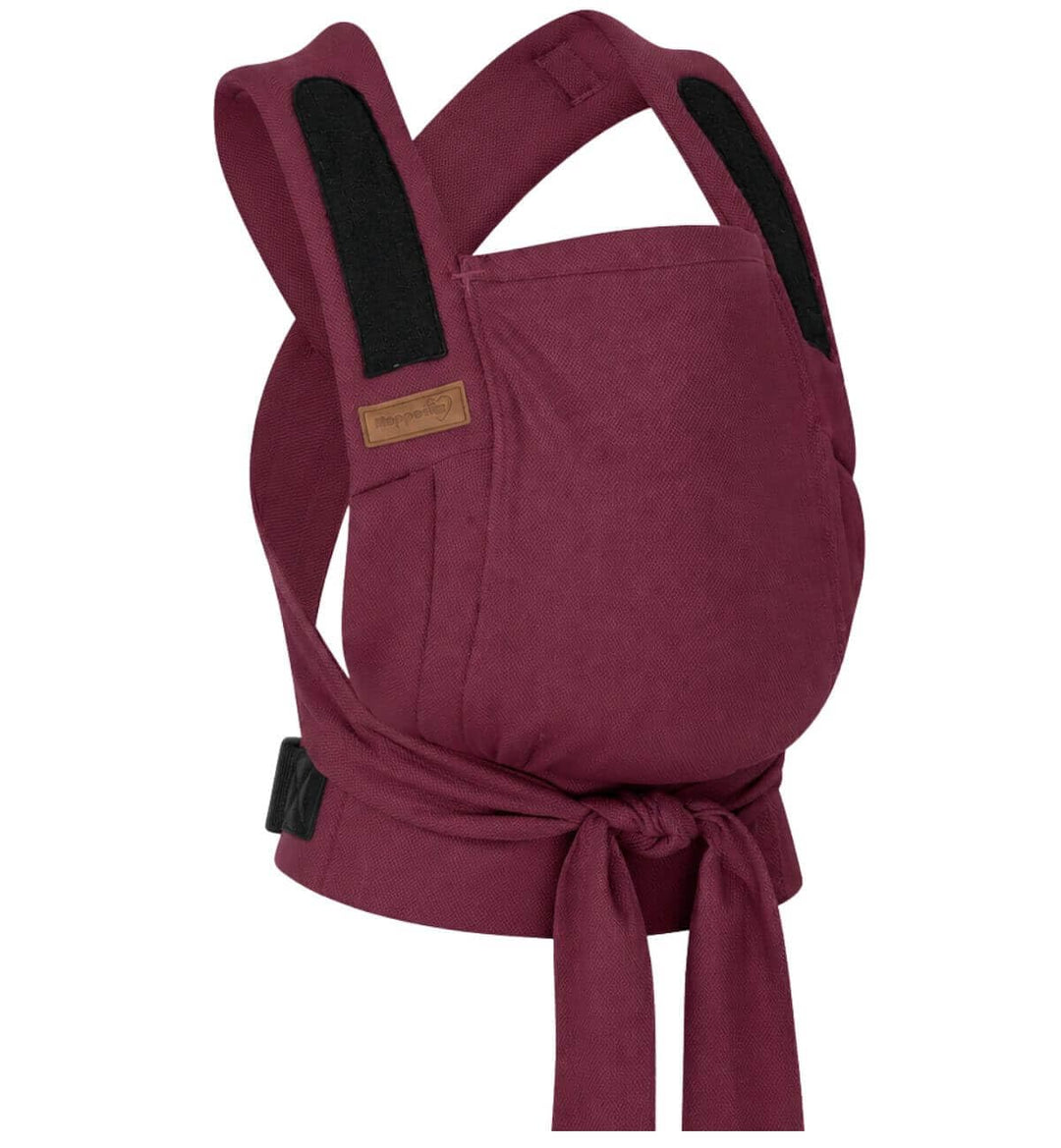 Hoppediz Bondolino b.pure Babytrage ab Geburt für Neugeborene, Burgundy | Ergonomische Halbschnallen