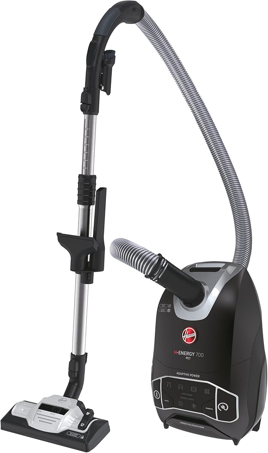Hoover Bodenstaubsauger mit 5 L Beutel – extra leiser Staubsauger (64 dBA) mit Schmutzsensor &amp; Beute