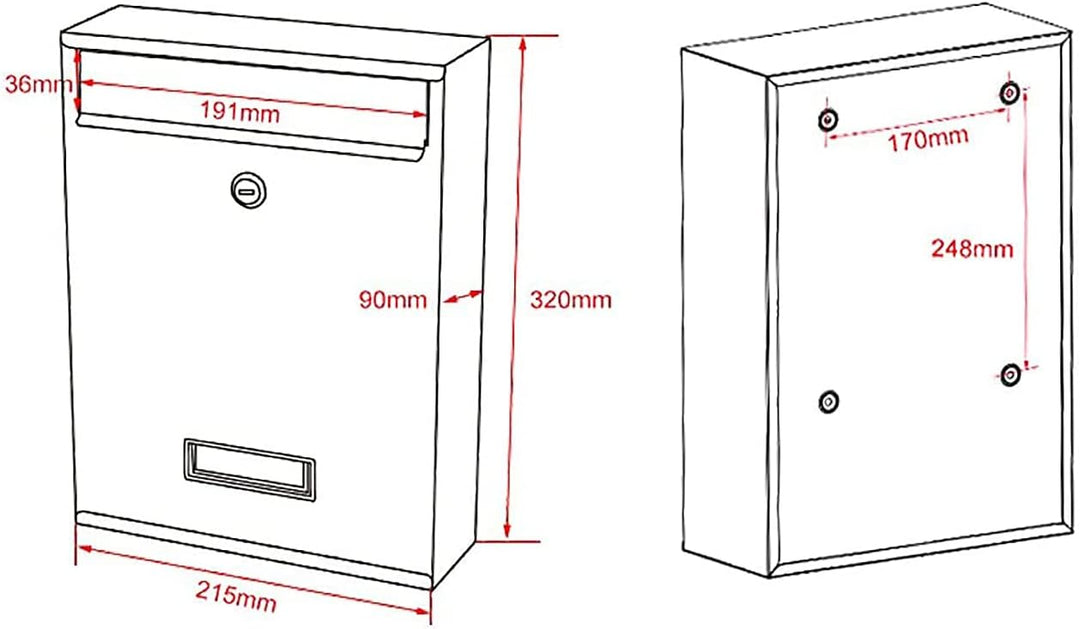 kippen 10005AN Briefkasten Modell MAIL, Farbe Anthrazit, Schwarz, Dimensioni: 320x215x90 mm