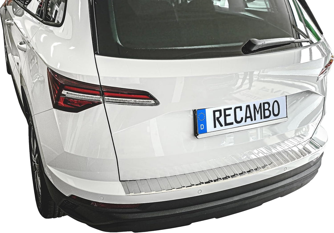 RECAMBO Ladekantenschutz Set Edelstahl kompatibel für Skoda Karoq | NU7 | BJ ab 2017 - Hochglanz pol