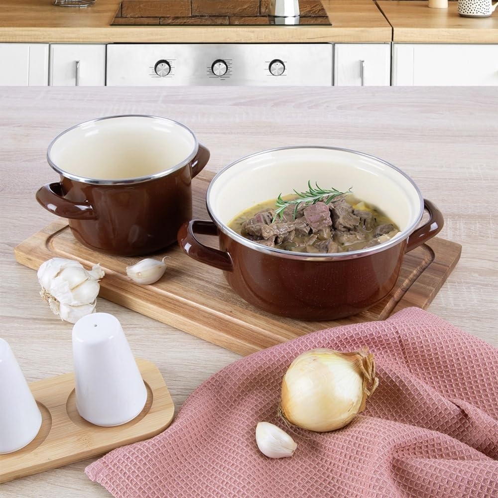 orion group Emaille Kochtopf 1,4 l Ø 16 cm Praktischer Kochtopf mit | ergonomischen Griffen Für alle