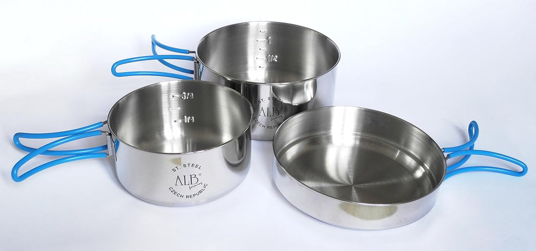 ALB Campinggeschirr-Set, Edelstahl, klein, 3-teilig