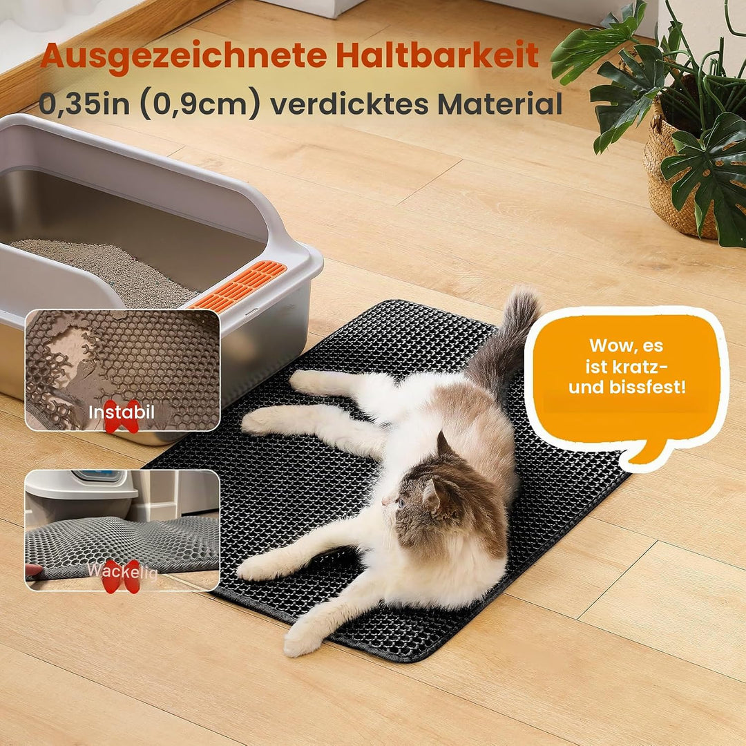 Katzenklo Matte, 75x55cm Grosser Doppelschichtiger Katzenklo Unterleger, wasserdichte Langlebige Ent