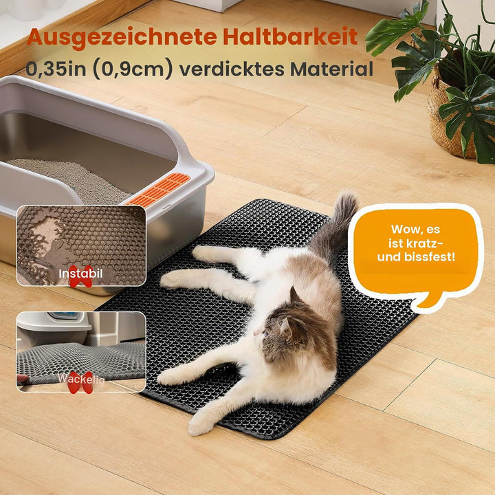 Katzenklo Matte, 75x55cm Grosser Doppelschichtiger Katzenklo Unterleger, wasserdichte Langlebige Ent