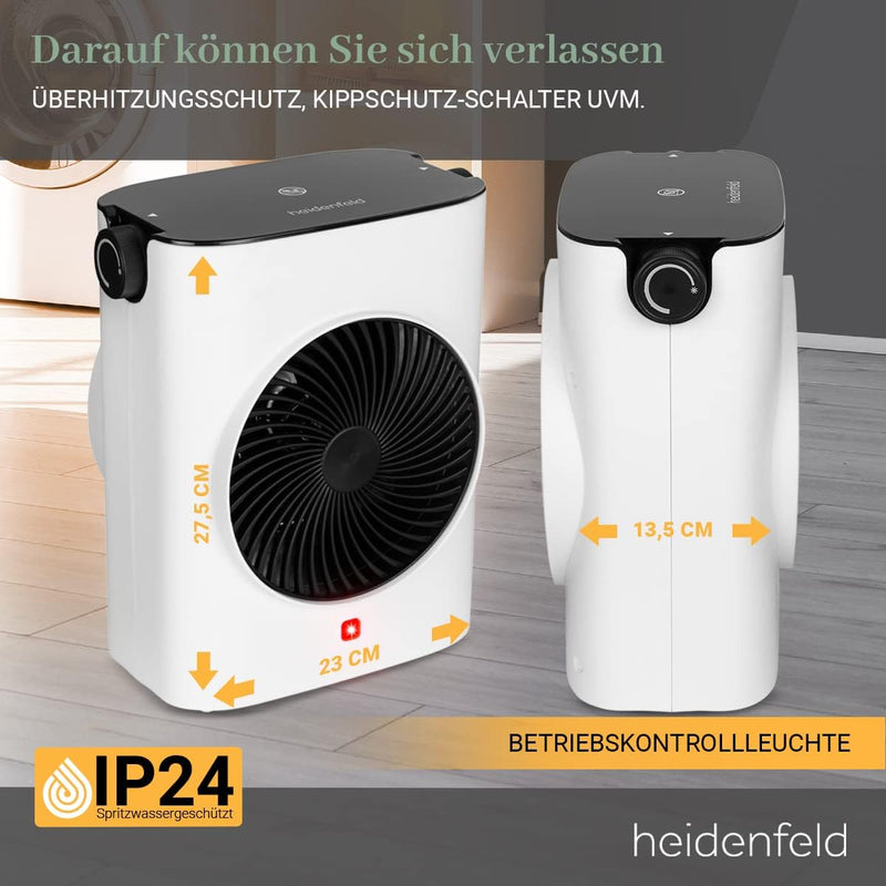 Heidenfeld Heizlüfter HL100 | 𝟯 𝐉𝐀𝐇𝐑𝐄 𝐆𝐀𝐑𝐀𝐍𝐓𝐈𝐄 - 2000 Watt - Heizkörper - Elektro Heizlüfter - Elekt