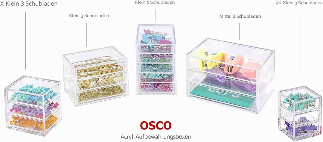 Osco A3276 Magazin mit 3 Schubladen aus klarem Acryl, Transparent Medium (3 Drawer), Medium (3 Drawe