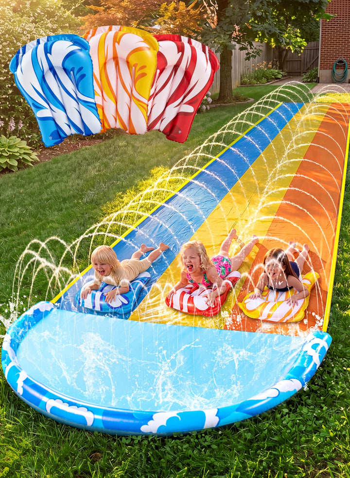 Sloosh 22,5ft x 84in/685.8*213.3cm Wellen Dreifach-Garten-Wasserrutsche, strapazierfähige Wasserruts