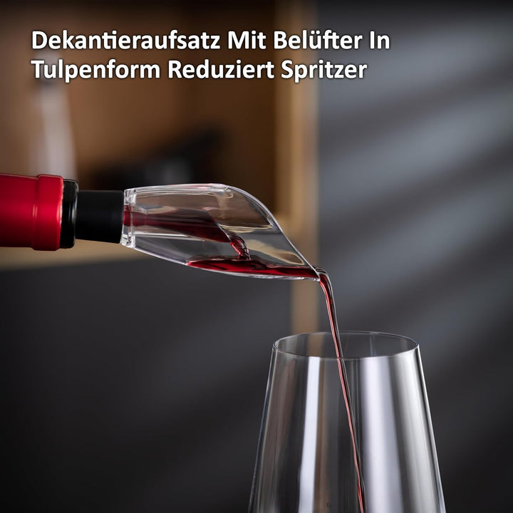 Haier - Elektrisches Weinset/Premium Weinöffner-Set inkl. Dekantieraufsatz und Tropfschutz in Tulpen