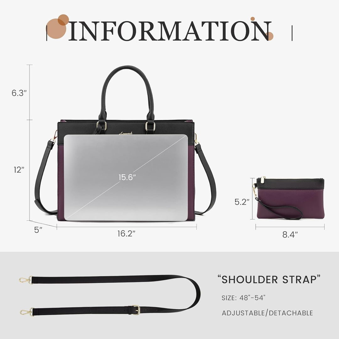 LOVEVOOK Laptoptasche Damen 15,6 Zoll, Gross Arbeitstasche Handtasche Schultertasche Wasserdicht PU