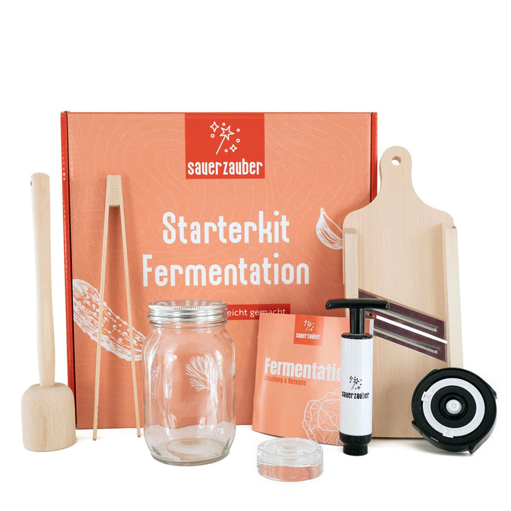 Starterkit Fermentation – grosses Fermentierset für Gemüse wie Kimchi, Sauerkraut - 1 L Fermentiergl