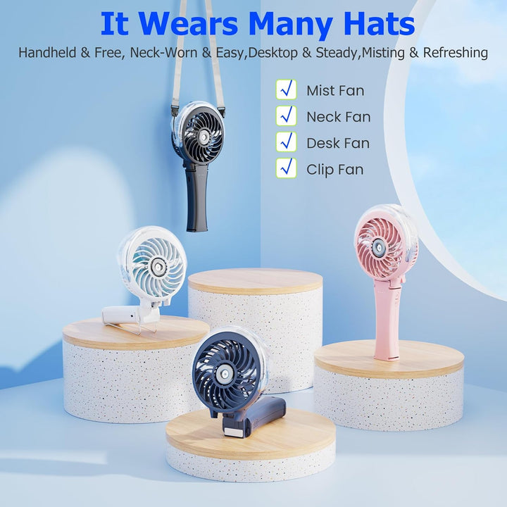 HandFan Handventilator 2025 Verbesserter Tragbarer Sprühventilator, 34ML Wassertank, tragbarer persö