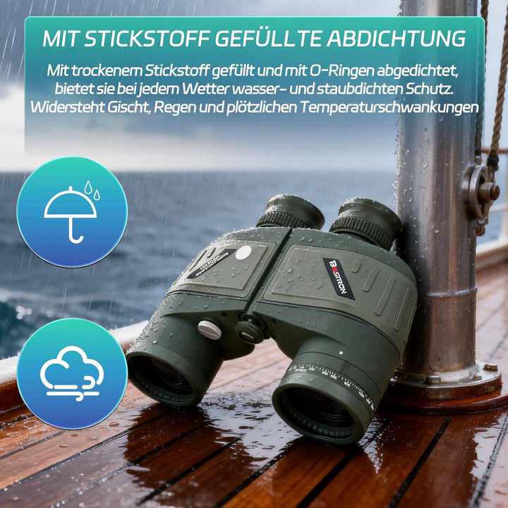 10x50 Marine Fernglas für Erwachsene,Fernglas Nachtsicht mit Entfernungsmesser für Erwachsene Bootfa