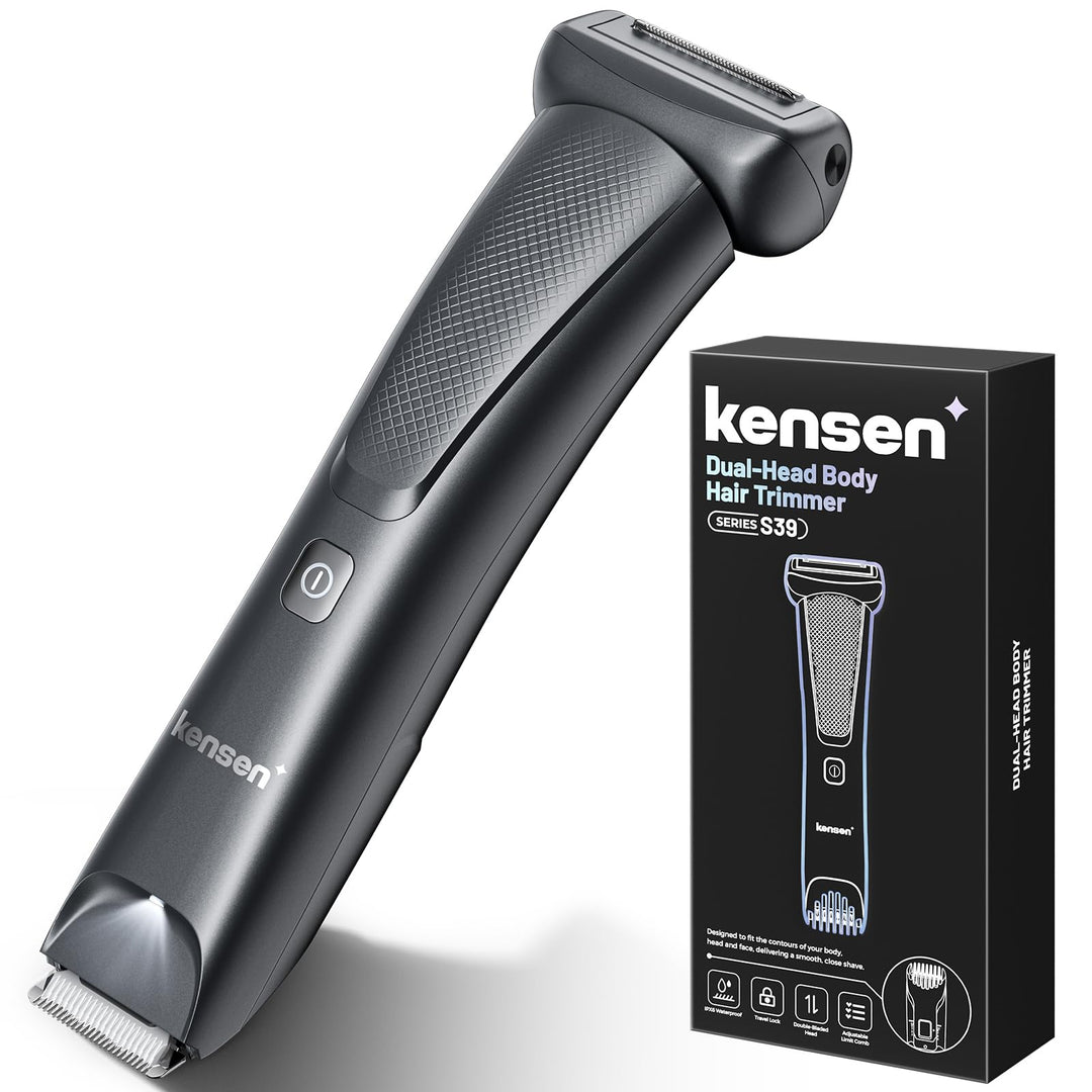 2-In-1 Intimrasierer Mann, kensen Körperrasierer Herren mit Doppelscherkopf Kalkgrau, Kalkgrau