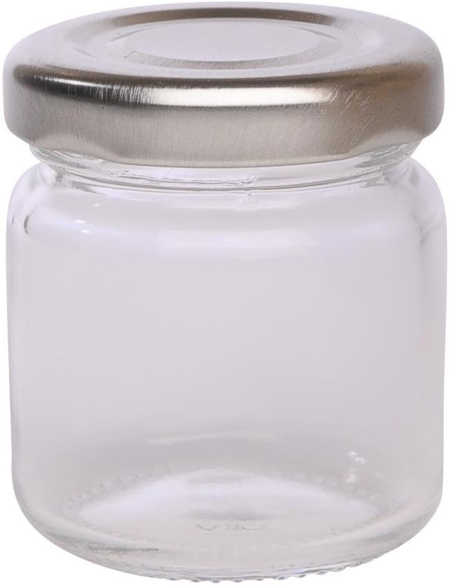 Viva Haushaltswaren - 32 x Mini Einmachglas 53 ml mit silberfarbenem Deckel, runde Glasdosen als Mar
