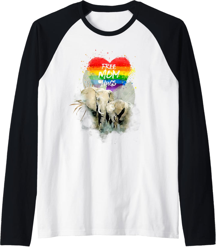 LGBT Stolz Mama Elefant Regenbogen Kostenlose Mutter umarmt Raglan