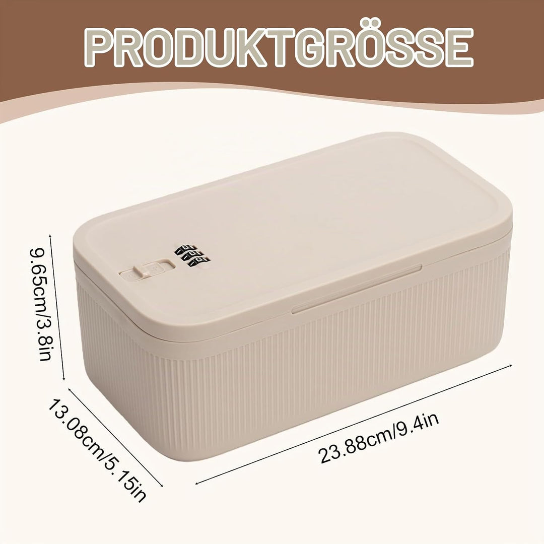 Mini Tresor Klein Abschliessbare Box: 3-stellig Zahlenschloss Box, für Geldkassette, Wertsachen Medi