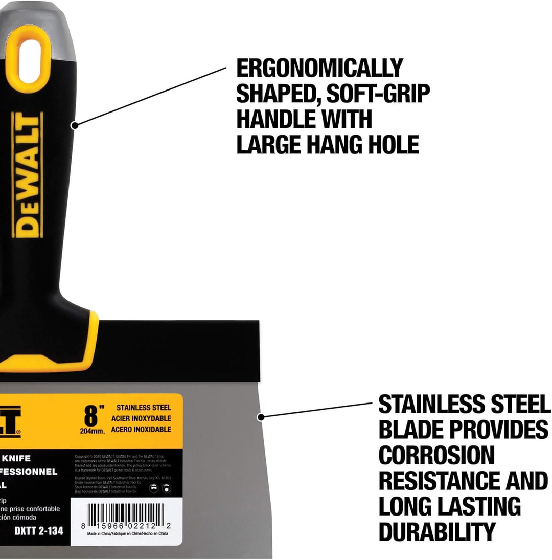 DEWALT DXTT-2-134 Taping Messer, Edelstahl, mit weichem Griff, 20,3 cm 8-Inch, 8-Inch