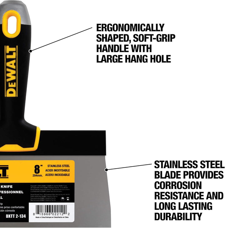 DEWALT DXTT-2-134 Taping Messer, Edelstahl, mit weichem Griff, 20,3 cm 8-Inch, 8-Inch