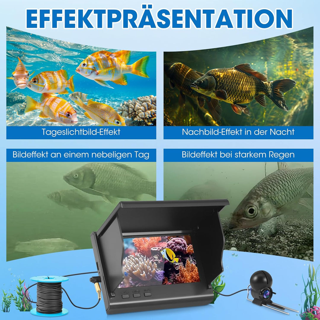 Fishfinder, Unterwasserkamera Angeln, Weitwinkel-Infrarot-Nachtsicht,Unterwasserkamera Fischfinder m