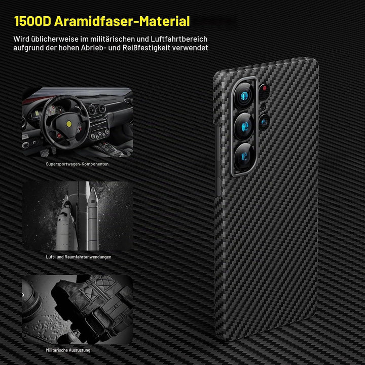 memumi Magnetische Carbon Hülle für Galaxy S25 Ultra,Ultradünne Handyhülle, Hülle aus echter Aramidf