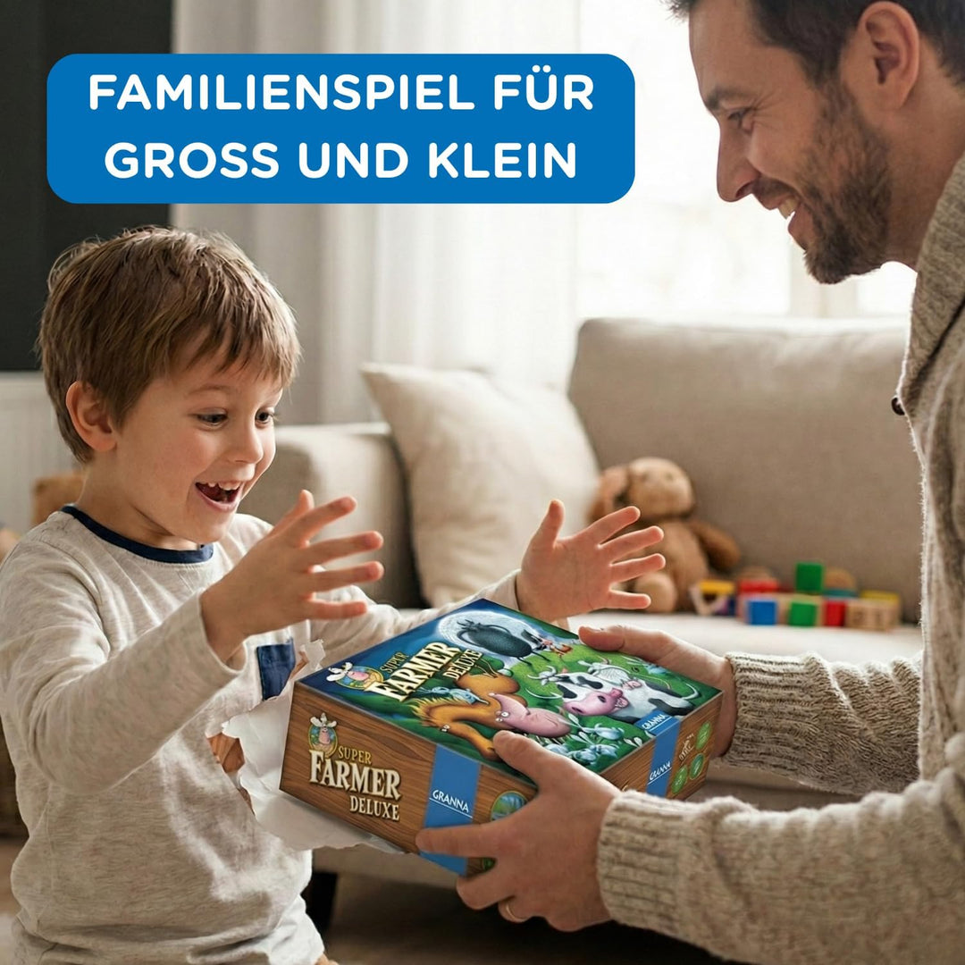 Granna – Superfarmer Deluxe – Familienspiel & Wirtschaftsspiel, Deluxe-Version mit Tierfiguren, Für