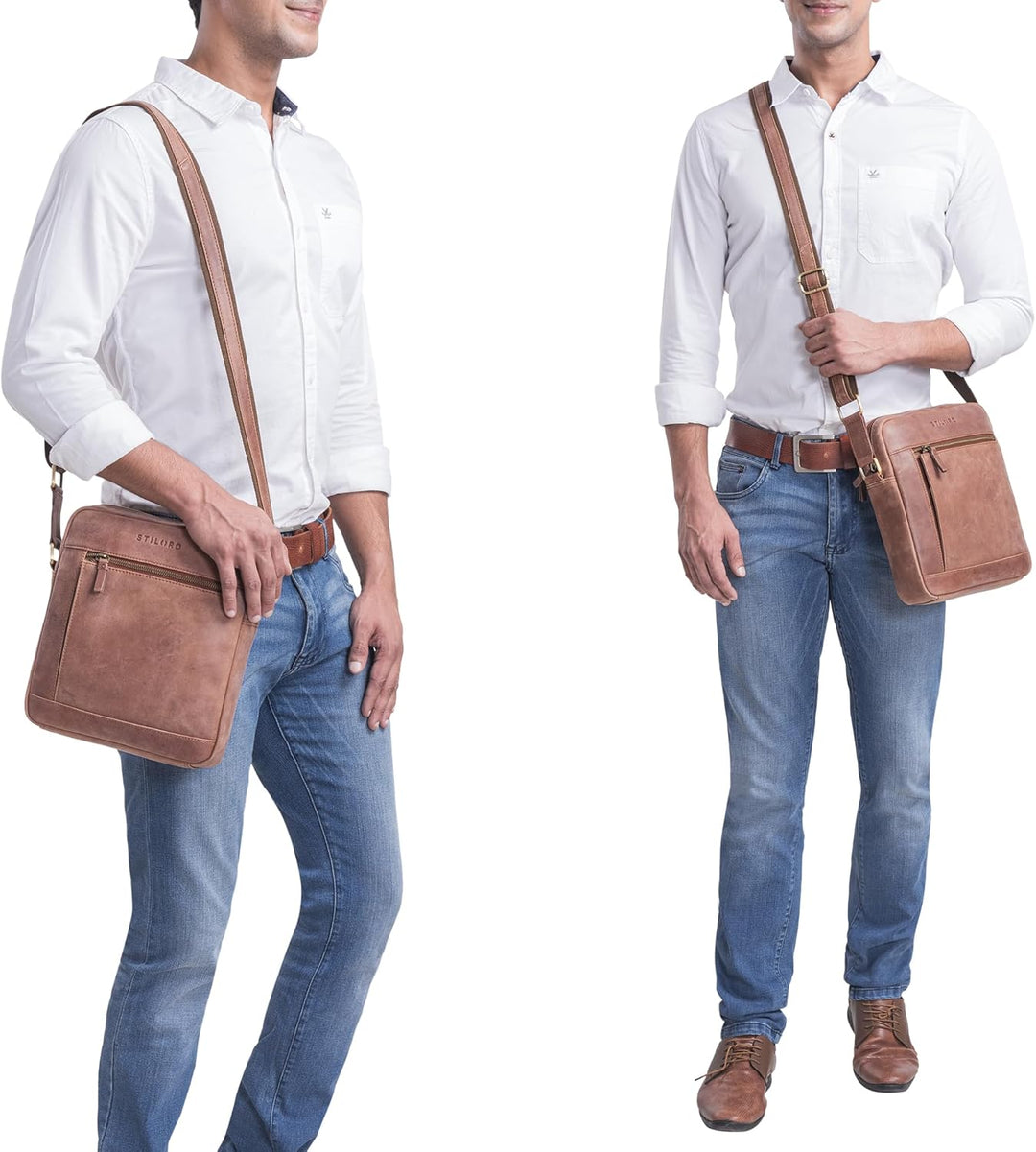 STILORD 'Alwin' Umhängetasche Herren Leder Schultertasche Männer Tablettasche 10 Zoll Vintage Crossb