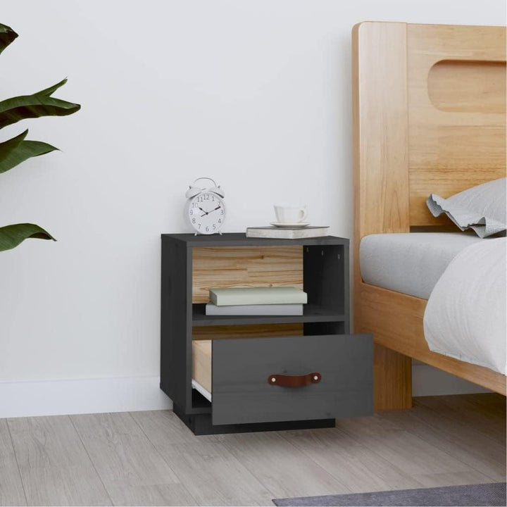 FIRBNUS Bedside Table Nachtkonsole Beistelltisch mit Stauraum Night Stand Nachttisch Grau 40x34x45 c