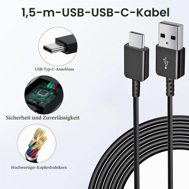 2er Pack USB C Ladegerät mit Ladekabel 1,5m für Samsung Galaxy S22 S21 S20 S8+ S9+ S10+ S10e S9 S8 A