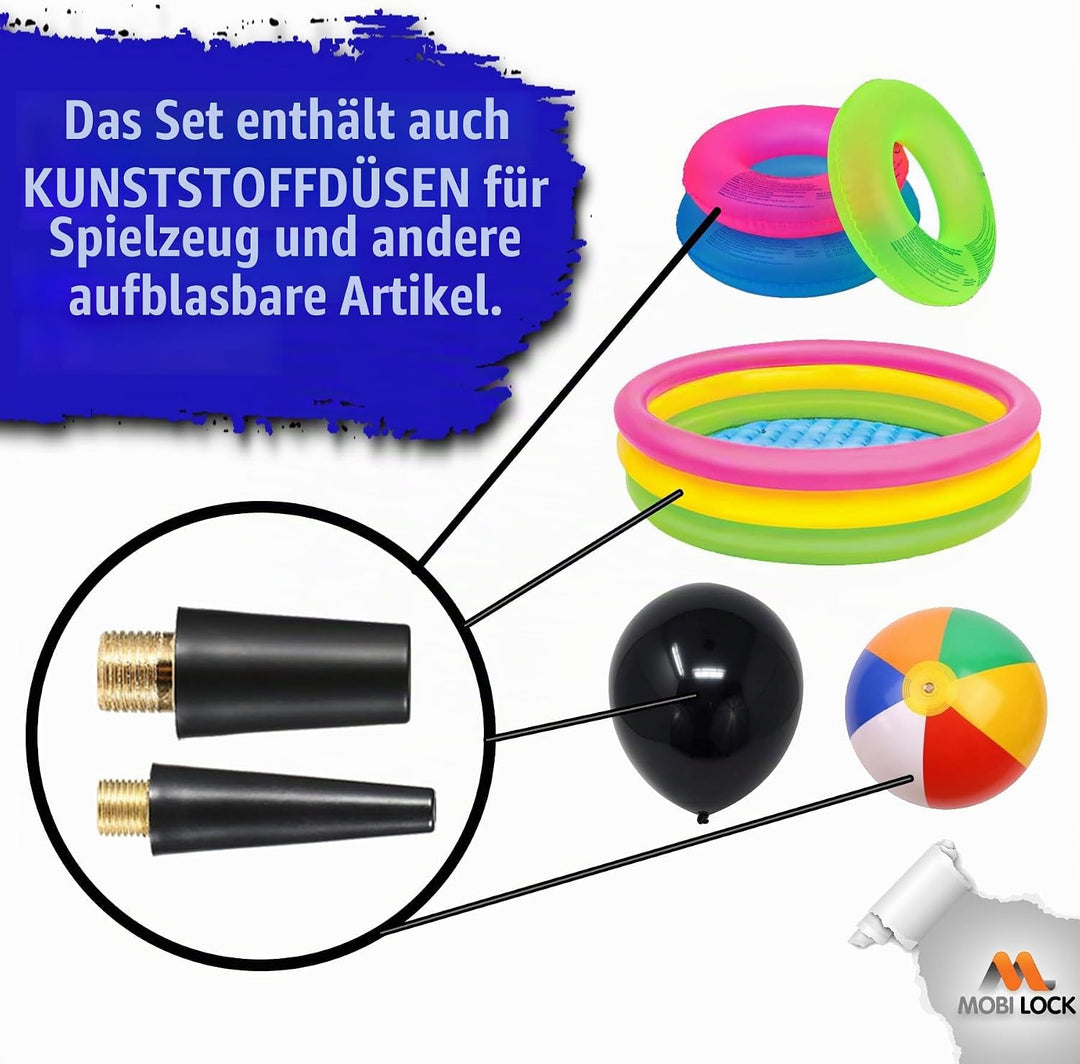 Dual-Action (2-Wege) Pumpe für schnelles und einfaches Aufpumpen von Bällen - mit 1 Schlauch, 4 Pump
