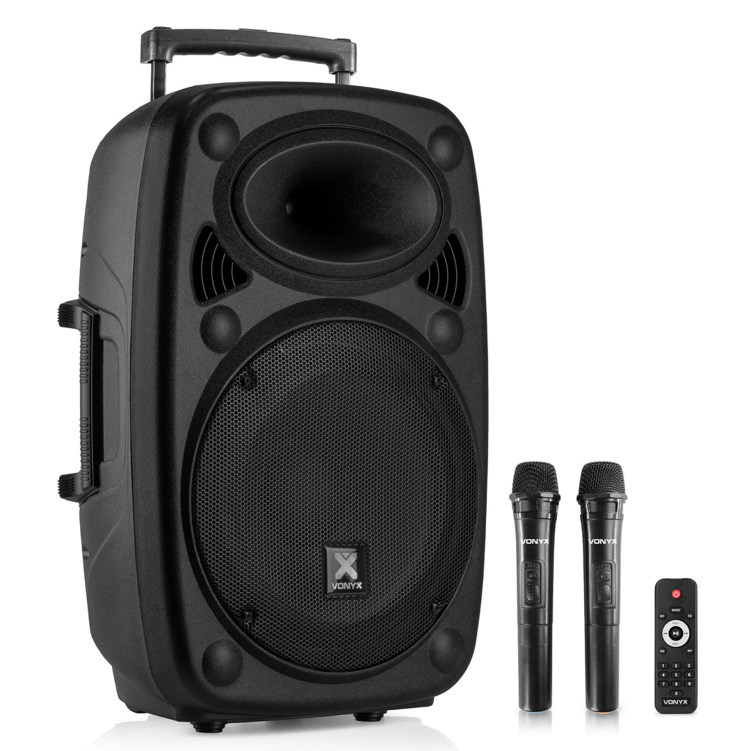 Vonyx Verve38 - Partybox Bluetooth Lautsprecher Gross, Akku, 12 Zoll, 800 Watt, Mobile PA Anlage Kom