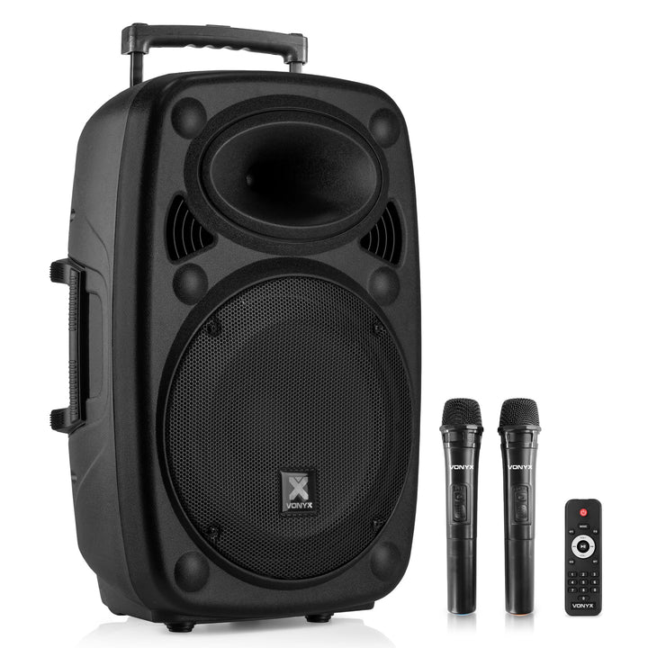 Vonyx Verve38 - Partybox Bluetooth Lautsprecher Gross, Akku, 12 Zoll, 800 Watt, Mobile PA Anlage Kom