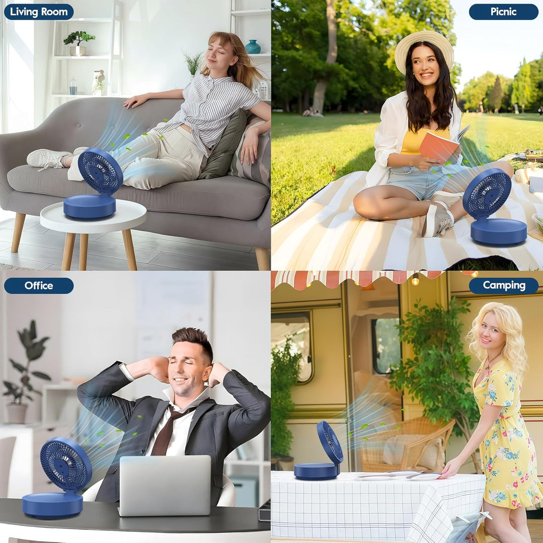 Leise USB Klein Ventilator, Tischventilator Sehr Leise und Starkem Luftstrom, Tragbarer Akku Batteri