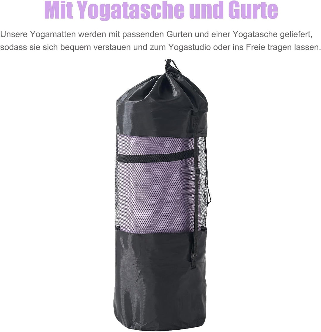 Dicke Yogamatte 195×61×2cm NBR Fitness Matte Gymnastikmatte für Pilates Gym Workout Zuhause mit Trag