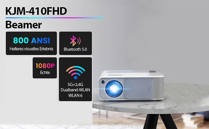 Beamer mit Mediaplayer: LED-Full-HD-Beamer, Native 1080p, 800 ANSI-Lumen, 18.000 lm, Dualband (Heimk