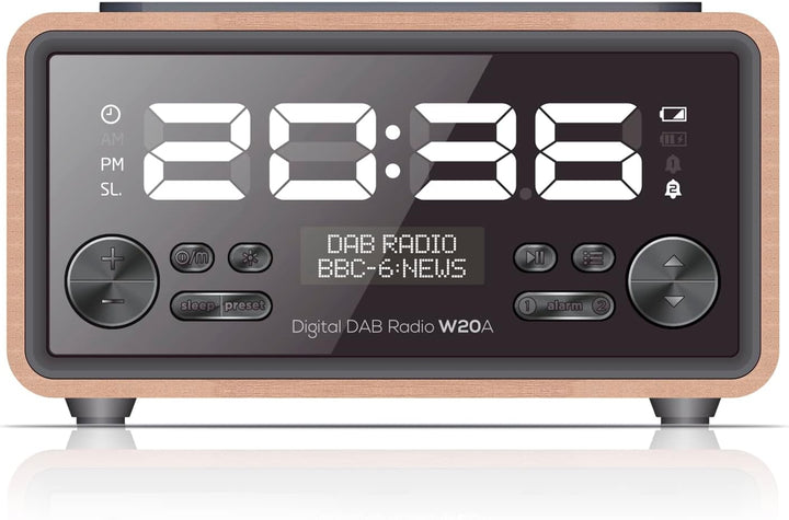 Inscabin W20A DAB/DAB+ FM Digital-Radiowecker mit Kabelloses Laden/grossem Bildschirm, tragbarer kab