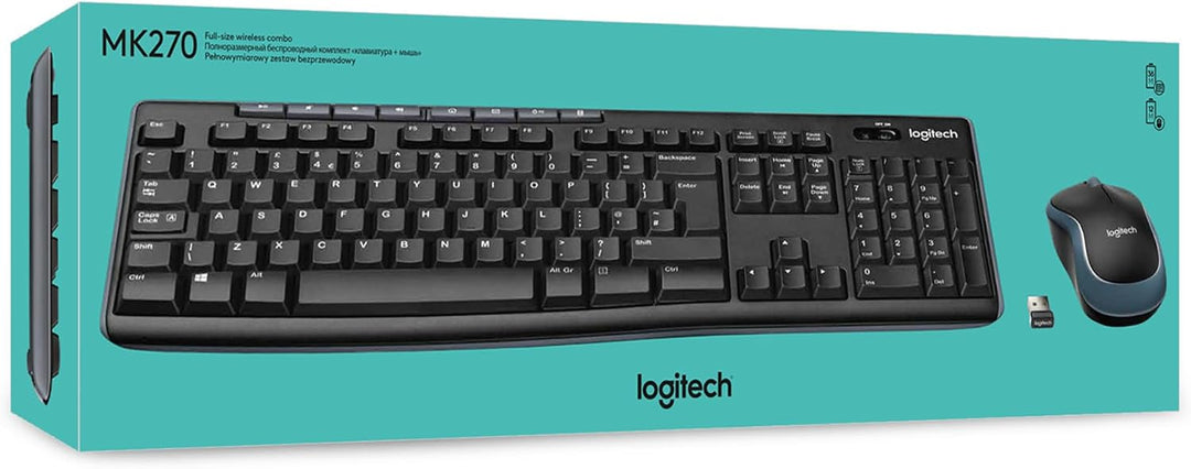 Logitech K270 Kabellose Tastatur für Windows, Belgisches AZERTY-Layout - Schwarz