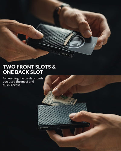 VULKIT Kreditkartenetui Leder Kartenetui RFID Blocking Automatische Pop Up Visitenkartenetui für Kar