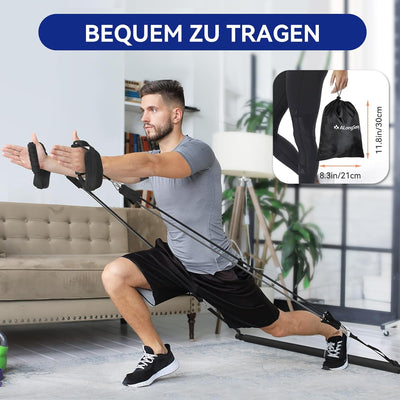 ALongSong Pilates-Stange, unverzichtbares professionelles Widerstandsband-Set für Anfänger, 4 Gummib