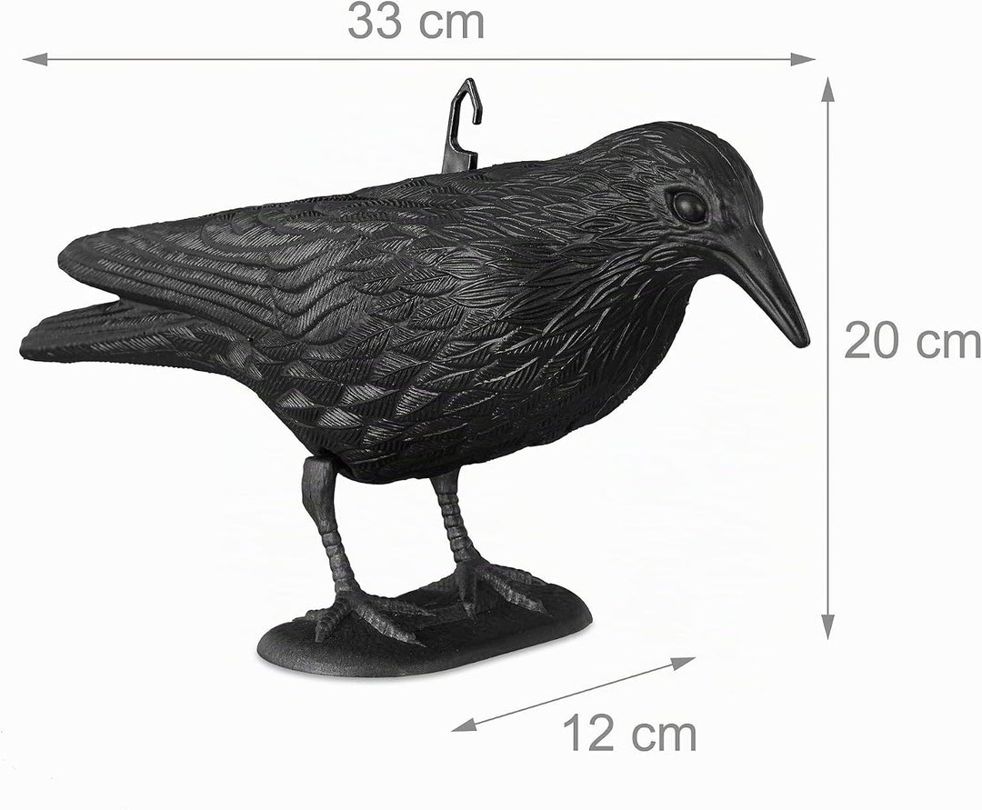 Relaxdays 2X Taubenschreck Krähe, Dekofigur als Vogelscheuche, stehende und Fliegende Figur für Taub